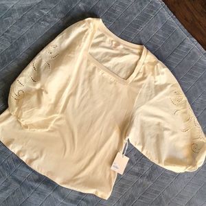 LC Cream Color Top Flounce Sleeve